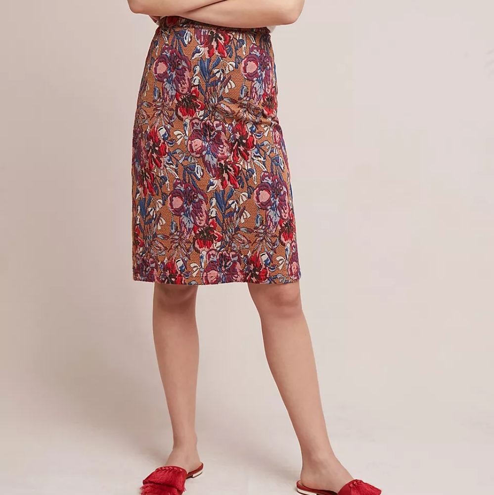 Anthropologie Golden Bliss Pencil Skirt
